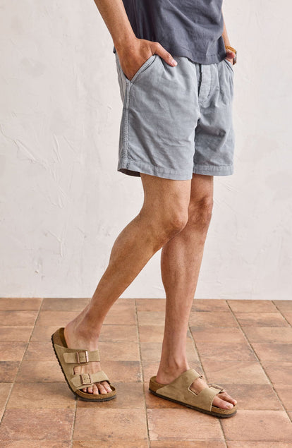 Our model standing in The Apres Short in Tradewinds Micro Cord
