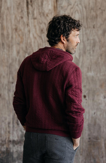 The Apres Zip Hoodie in Burgundy Quilt