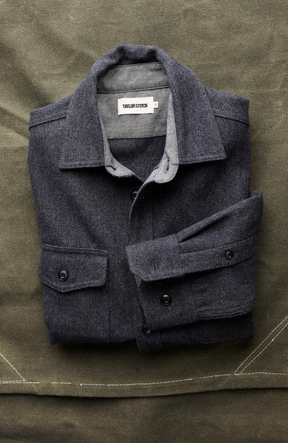 folded flatlay of The CPO Shirt in Heather Slate Twill