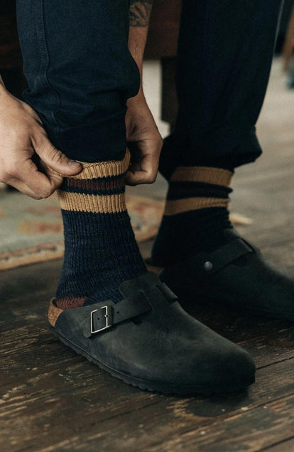 Editorial Panel: The Camp Sock in Dark Navy Marl, Accessories by Taylor Stitch