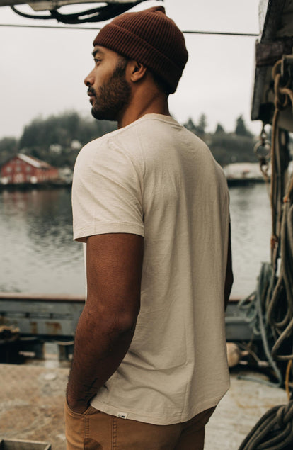 Editorial Panel: The Cotton Hemp Tee in Sand, Knits by Taylor Stitch