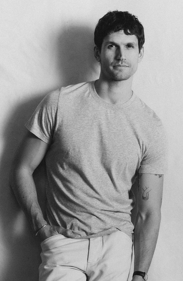 Editorial Panel: The Cotton Hemp Tee in Heather Grey, Knits by Taylor Stitch