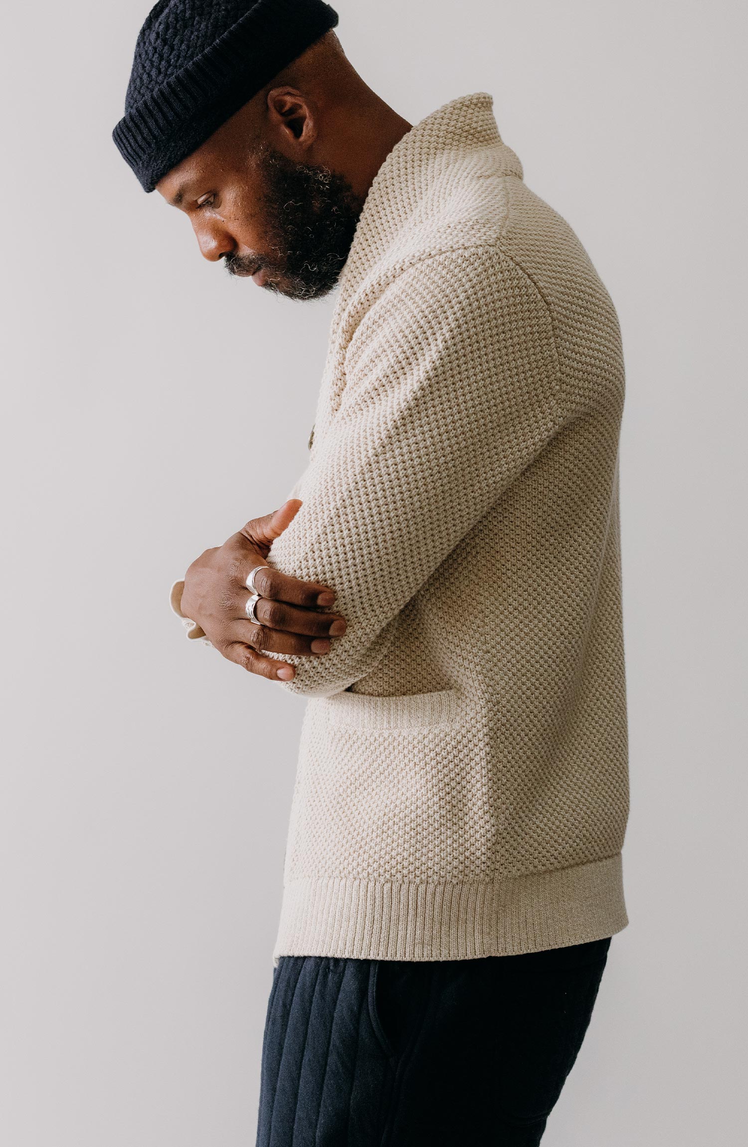 The Crawford Mens Cardigan Sweater in Marled Natural | Taylor Stitch