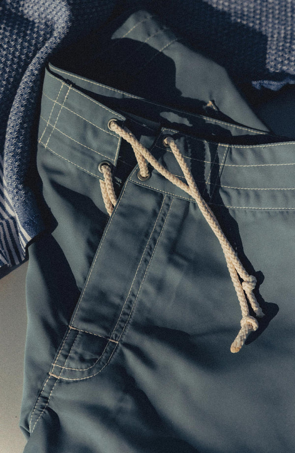 editorial flatlay of The Drift Boardshort in Bluefin