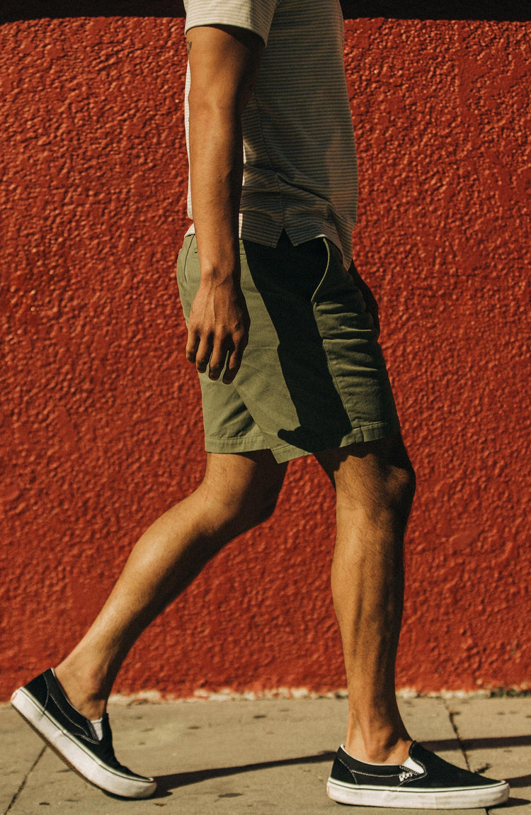 fit model walking in the foundation short