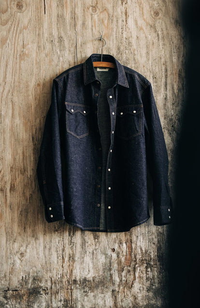 The Frontier Shirt in Rinsed Indigo Denim