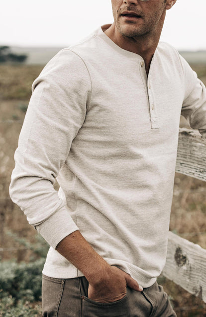 Editorial Panel: The Heavy Bag Henley in Oatmeal, Knits by Taylor Stitch