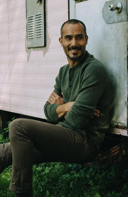 Editorial Panel: The Hudson Sweater in Heather Green, Knits by Taylor Stitch