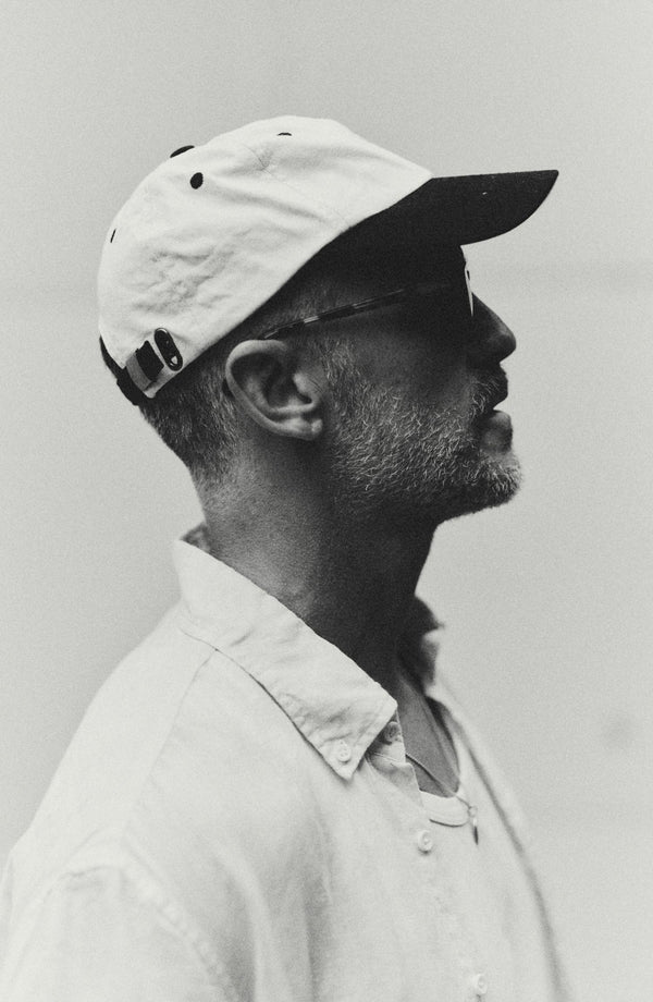 fit model showing off The Jack in Vintage White Linen