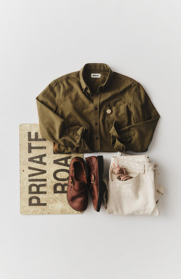 folded flatlay of The Jack in Bay Leaf Houndstooth
