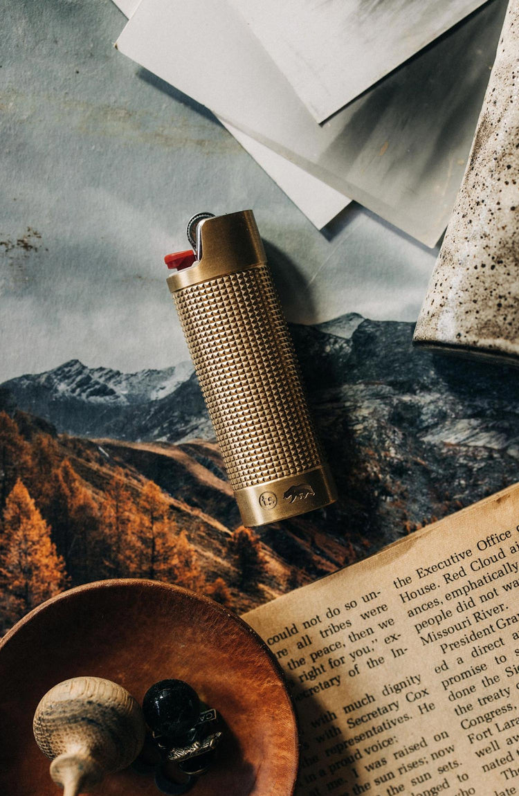 Editorial Panel: The Lighter Sleeve in Brass, Accessories by Taylor Stitch