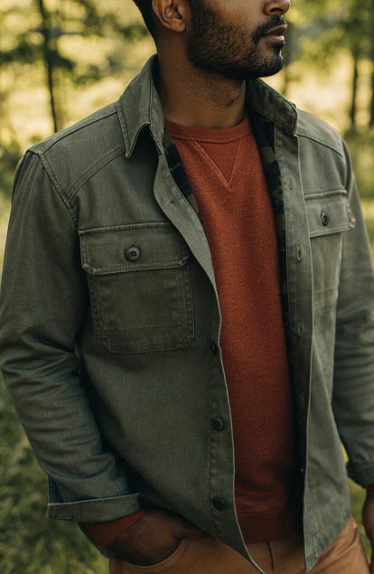 Editorial Panel: The Lined Shop Shirt in Stone Boss Duck, Outerwear by Taylor Stitch