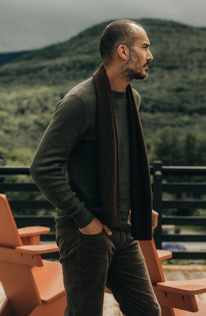 Editorial Panel: The Lodge Scarf in Coffee, Accessories by Taylor Stitch