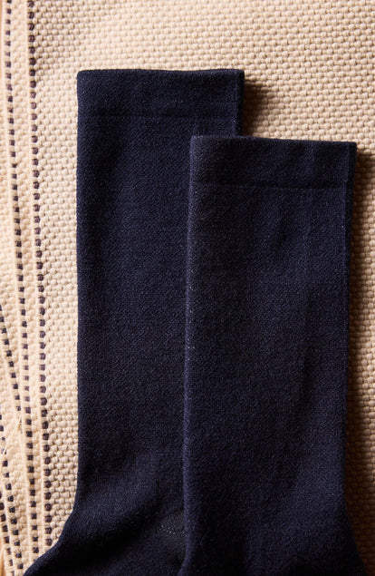 material shot of the tops of The Merino Sock in Navy