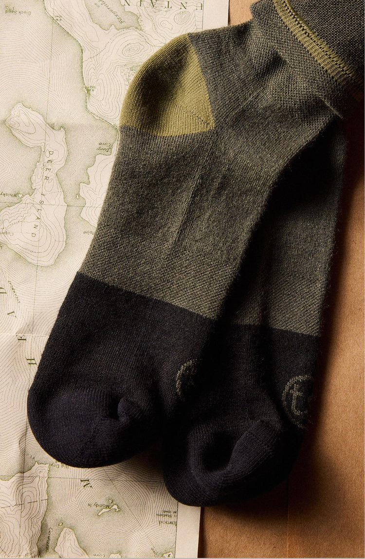 material shot of the fabric on The Merino Sock in Olive