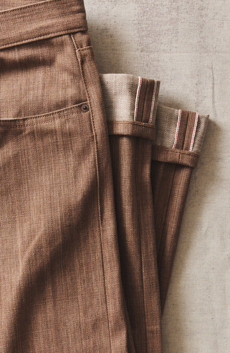 material shot of the back of The Straight Jean in Kakishibu Selvedge