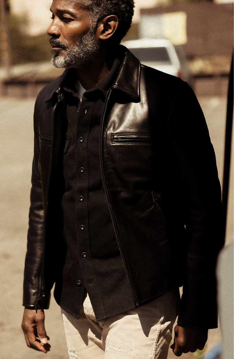Editorial Panel: The Moto Jacket in Black Steerhide, Outerwear by Taylor Stitch