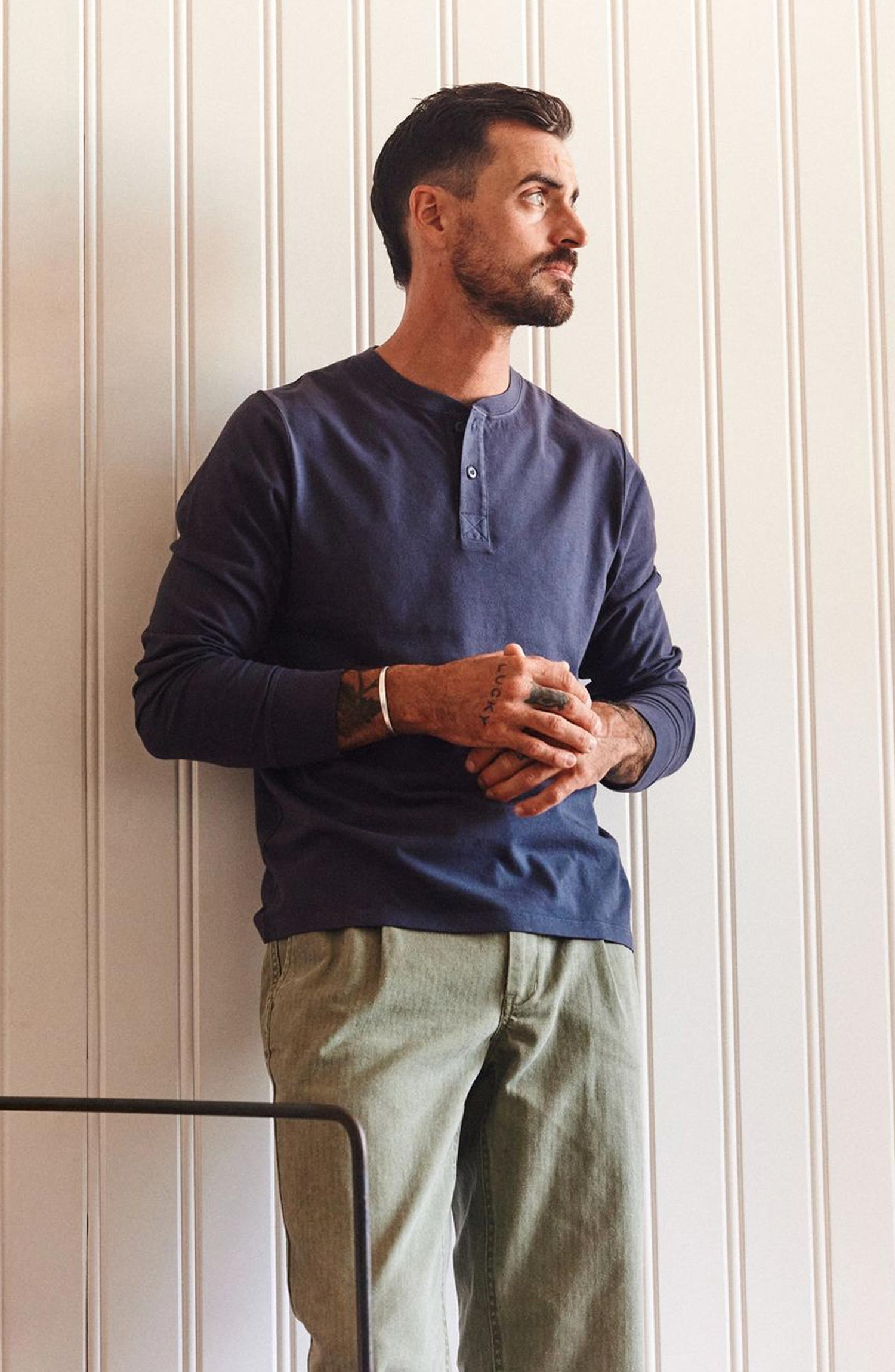 Henley shirt with chinos best sale