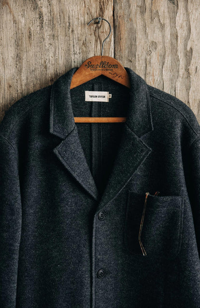 The Ridgewood Cardigan in Charcoal Birdseye Wool