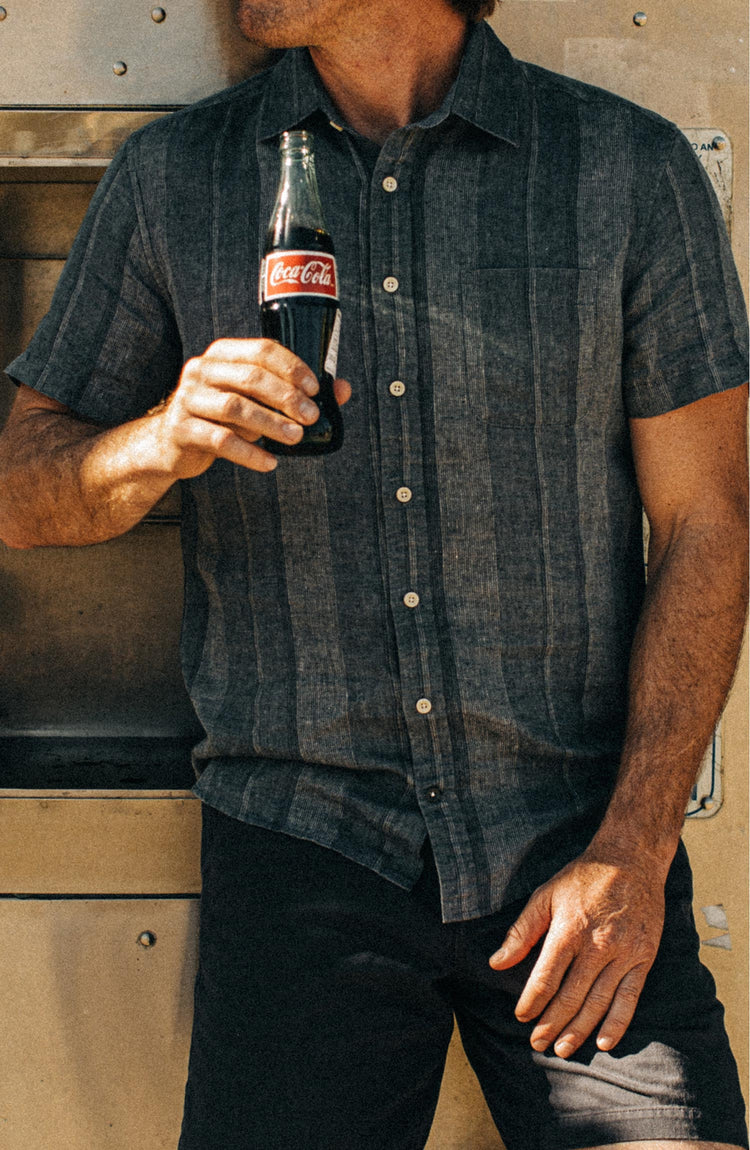 Editorial Panel: The Short Sleeve California in Dusk Stripe, Wovens by Taylor Stitch
