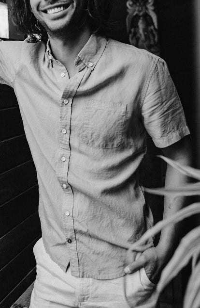 Editorial Panel: The Short Sleeve Jack in Sage and Natural, Wovens by Taylor Stitch
