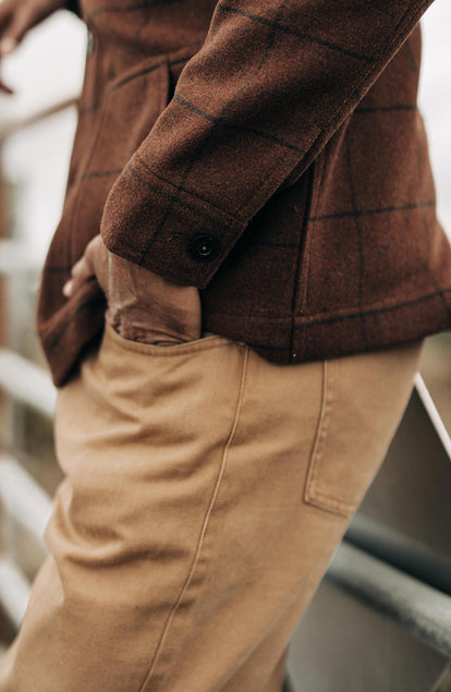 Editorial Panel: The Slim All Day Pant in Washed Tobacco Selvage, Bottoms by Taylor Stitch
