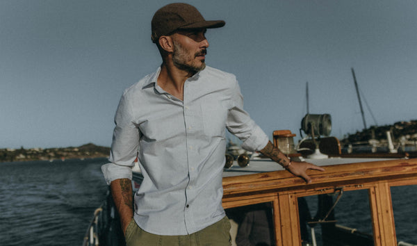 editorial hanging image of The Long Haul Jacket in Rinsed Organic Selvedge