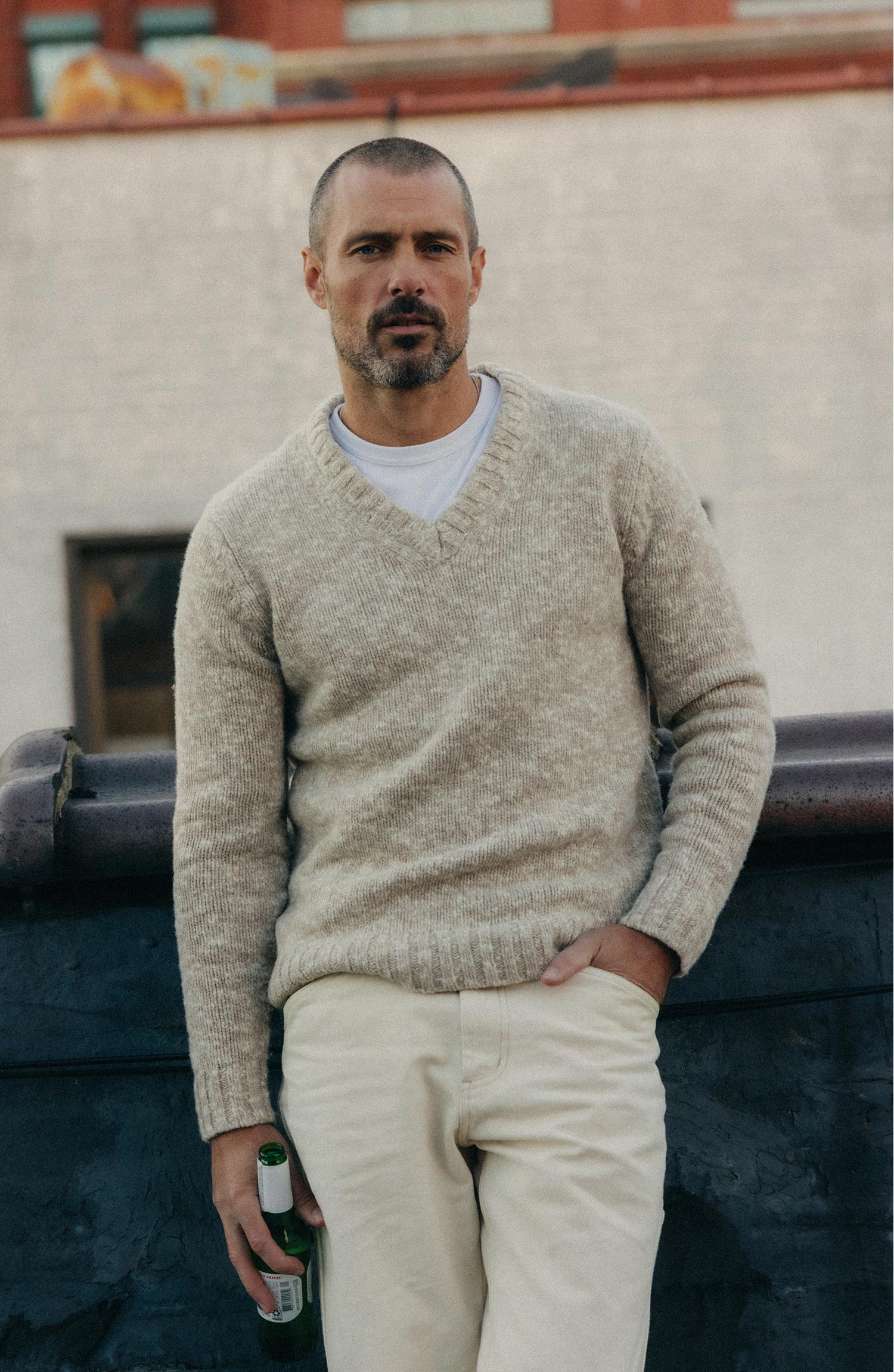 The Match V-Neck Sweater in Sable Merino Slub | Taylor Stitch