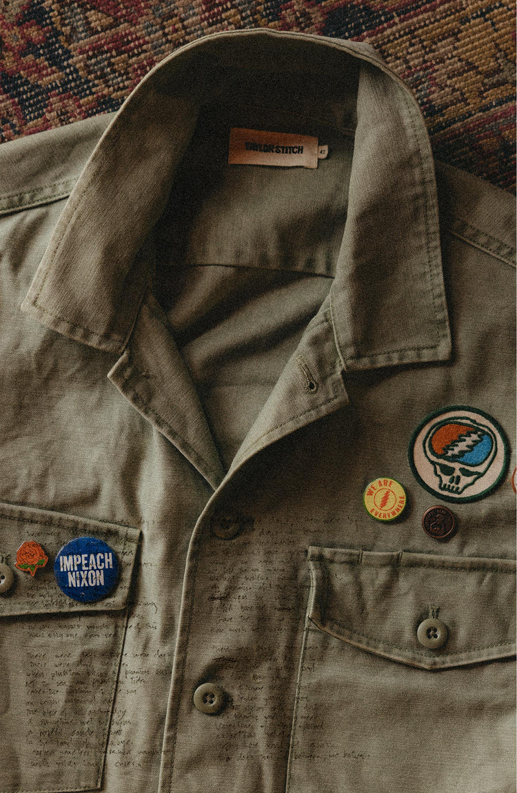 editorial flatlay of The Acid Test Pin Set on a jacket