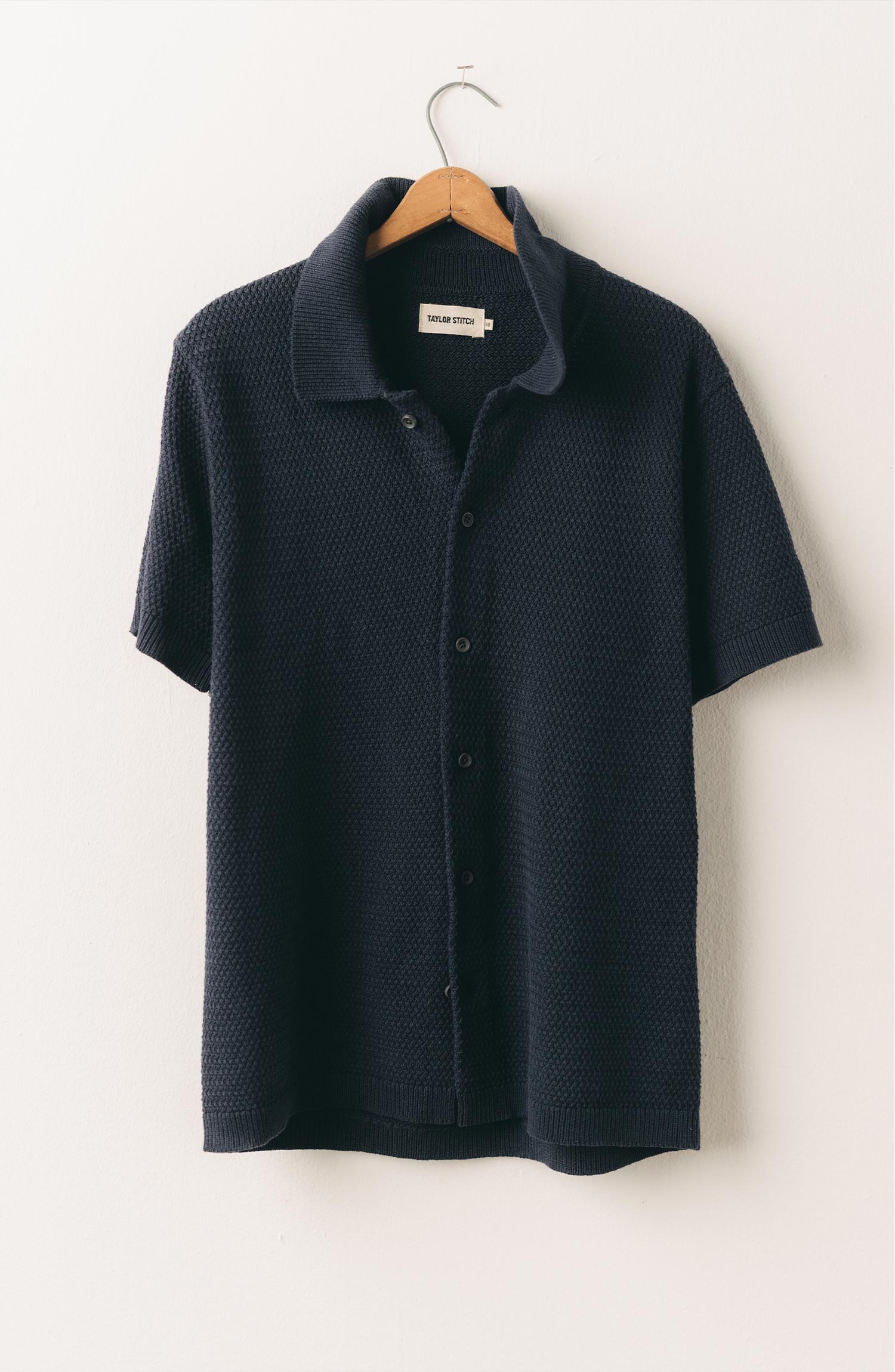 The Button Down Polo in Dark Navy Crochet | Taylor Stitch