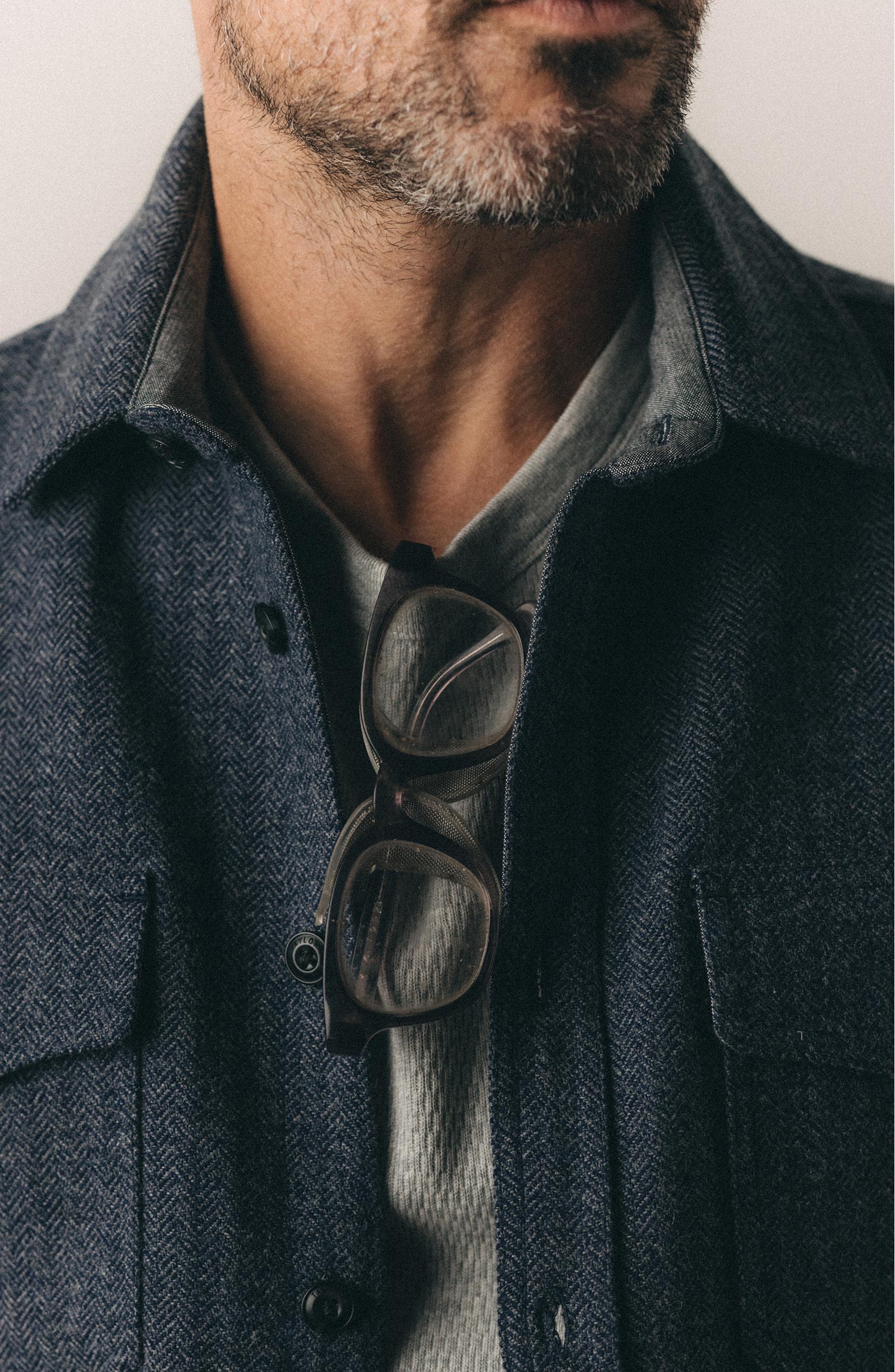 The CPO Overshirt in Indigo Ash Wool Herringbone | Taylor Stitch
