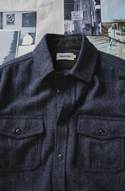 editorial image of The CPO Shirt in Marine Tweed Wool on images
