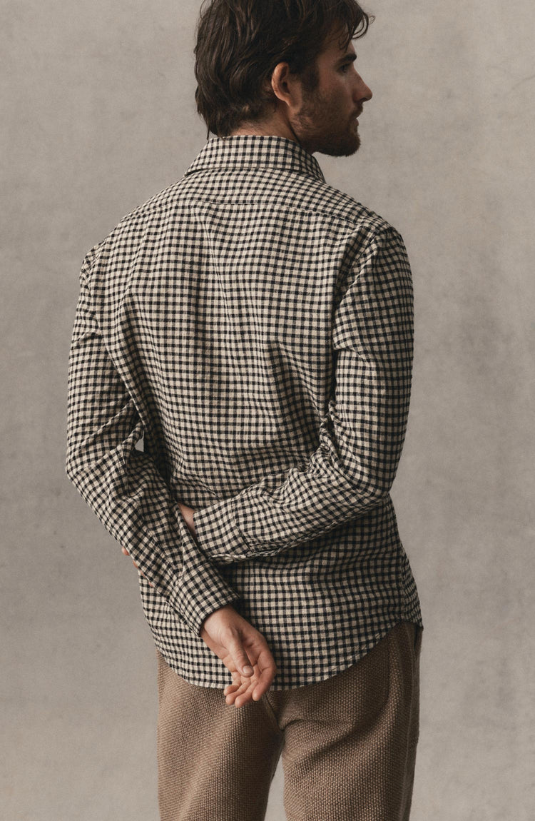 fit model posing in The California Shirt in Breaker Gingham