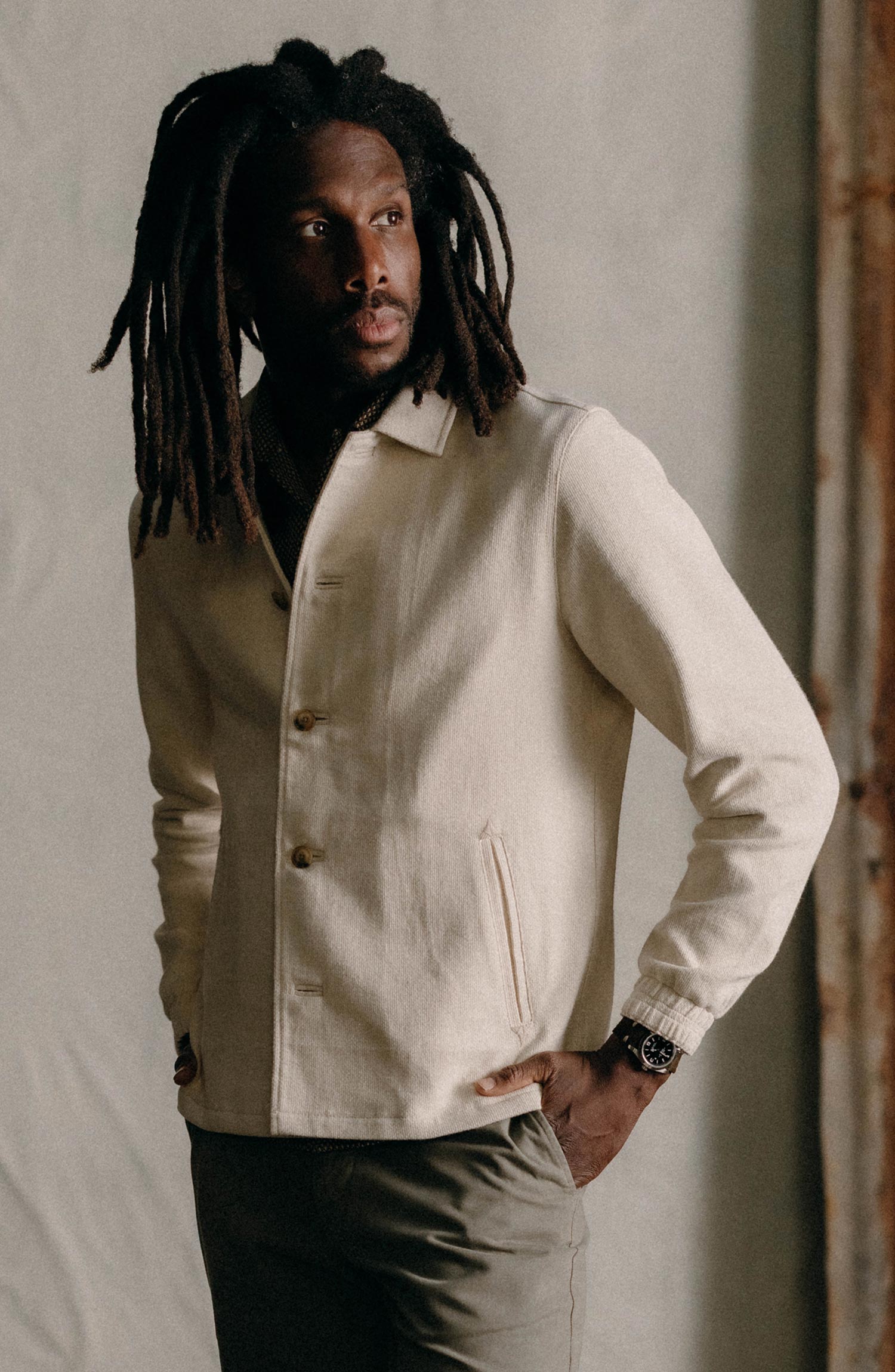 The Crew Jacket in Seeded Natural Sashiko | Taylor Stitch