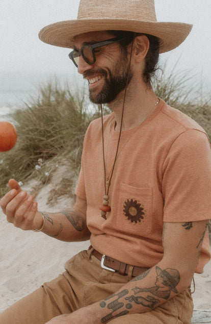 Daren by the beach in The Embroidered Heavy Bag Tee