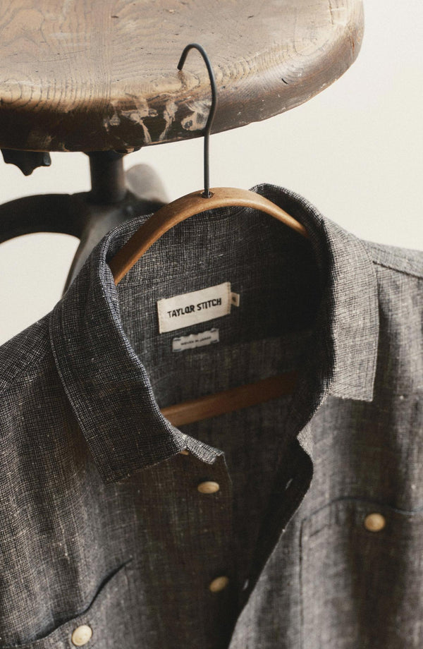 editorial flatlay of The Foundry Shirt in Japanese Shadow Nep