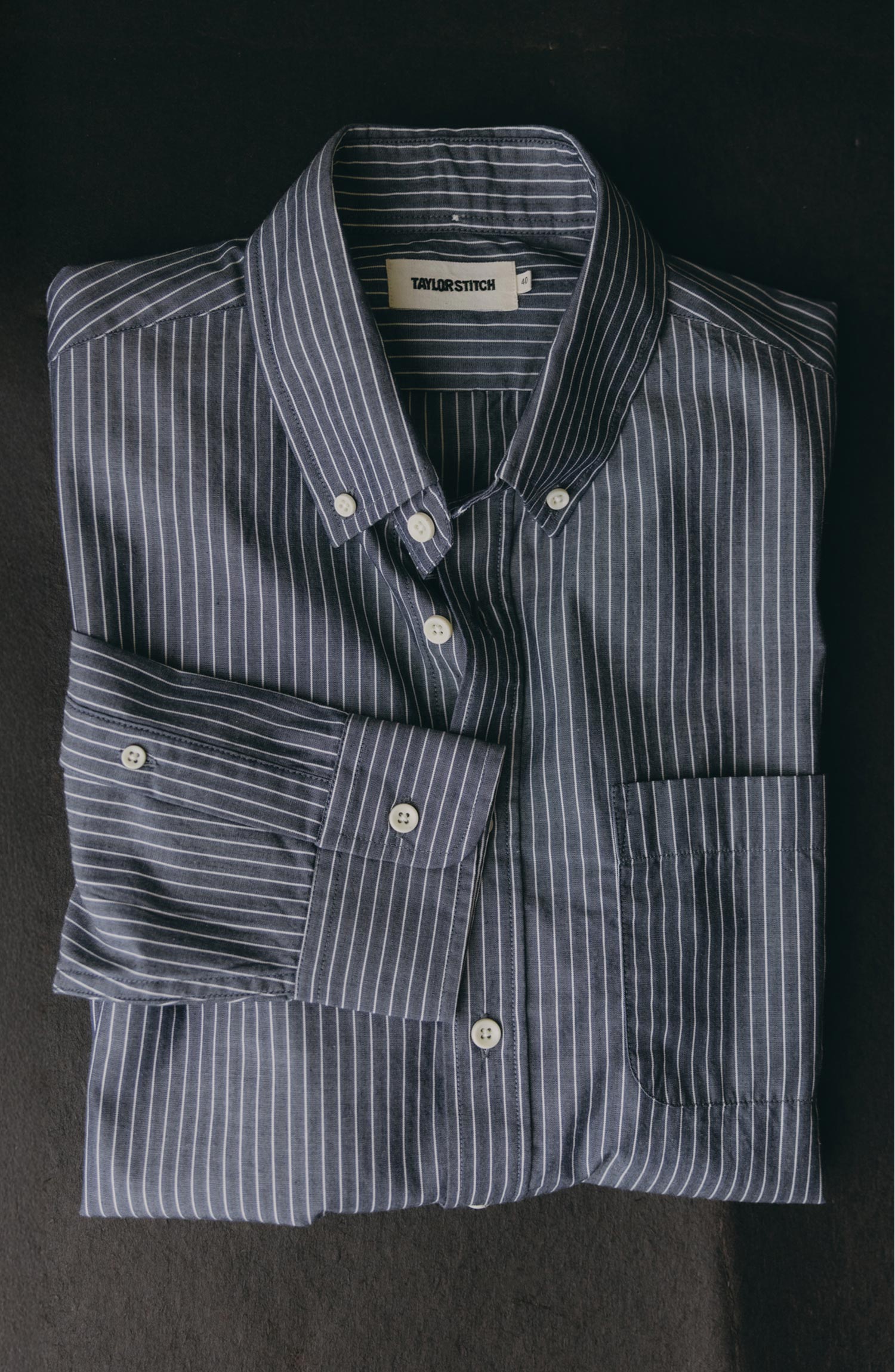 The Jack Button Down Shirt in Rinsed Indigo Stripe | Taylor Stitch