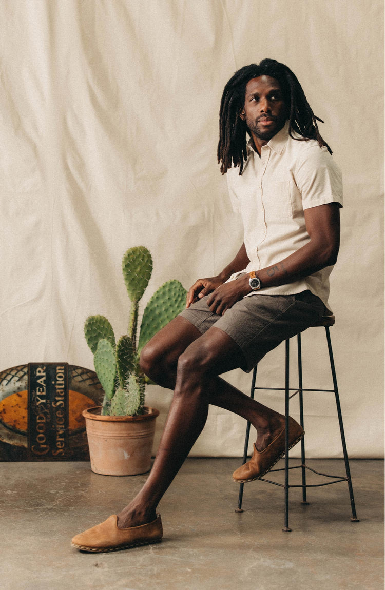 The Short Sleeve California in Heather Oat Cord