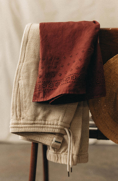 The Hawthorne Shirt in Red Wine Border Eyelet