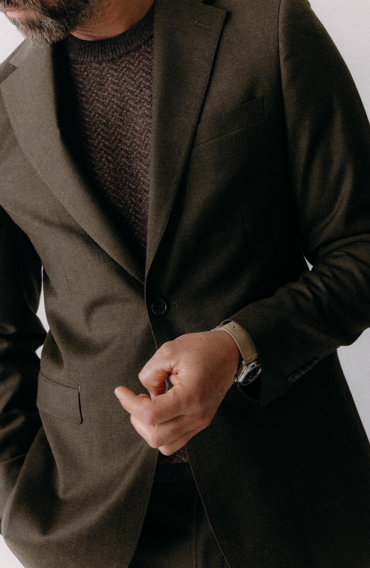 The Stevens Sportcoat in Black Olive Wool Flannel | Taylor Stitch