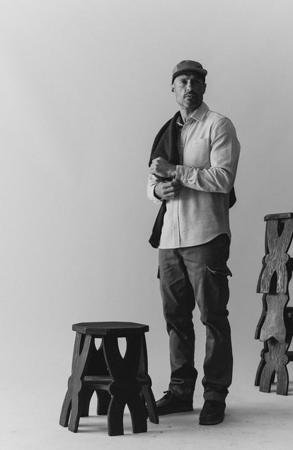 fit model posing in The Tommie Pant in Fatigue Olive