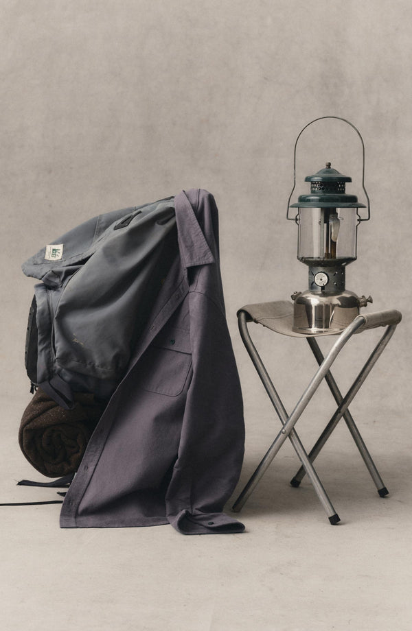 editorial image of The Yosemite Shirt in Dried Plum hanging