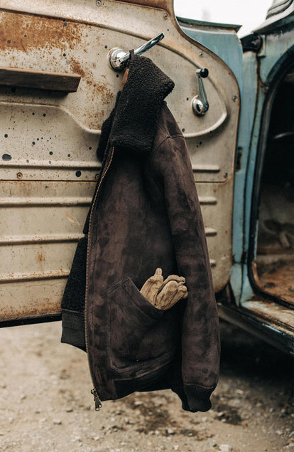 Editorial Panel: The Wright Jacket in Espresso Shearling, Outerwear by Taylor Stitch