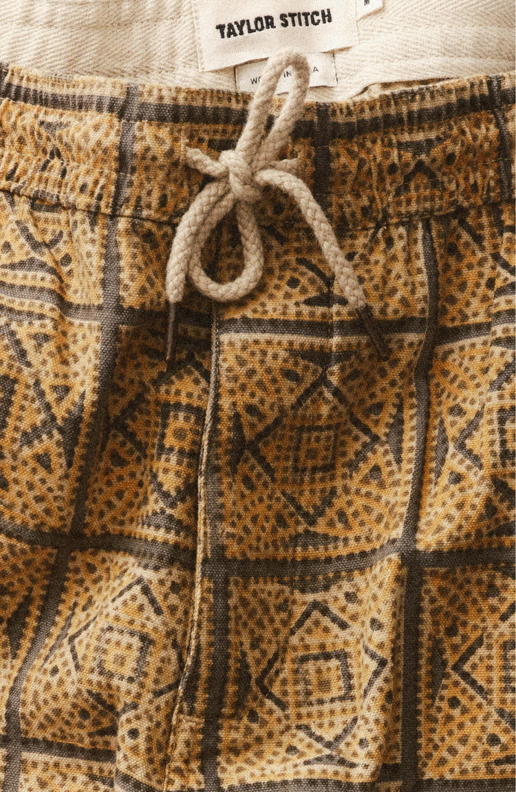 editorial image of The Apres Short in Fennel Block Print hanging