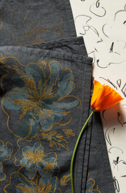 editorial image of the side of The Bandana in Dark Blue Floral