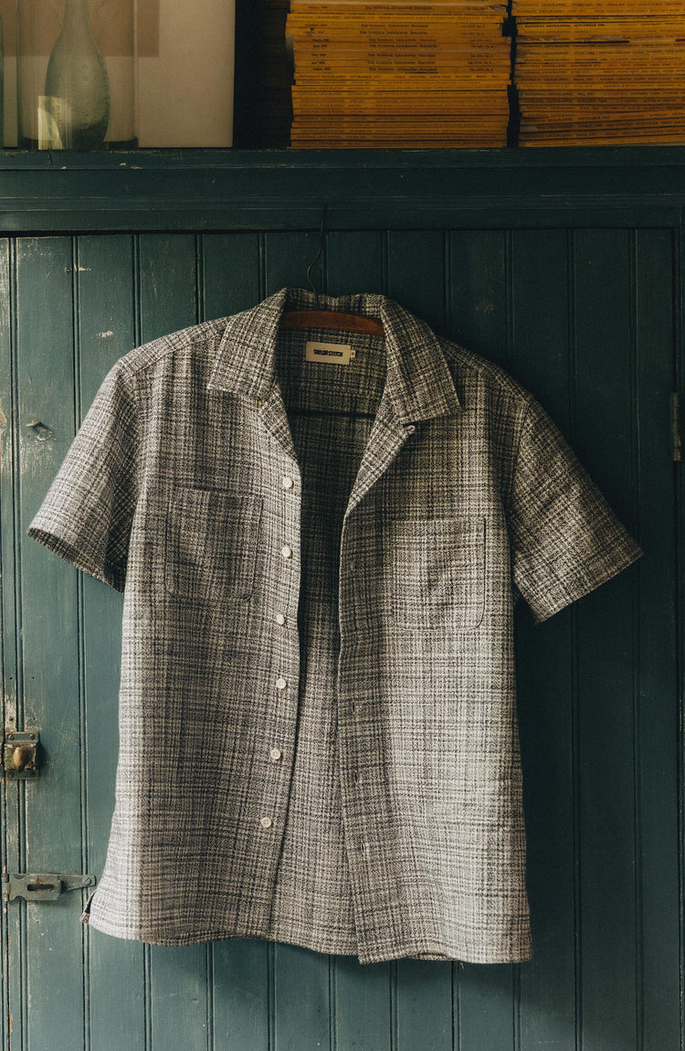 editorial image of The Conrad Shirt in Cloud Cover Dobby hanging