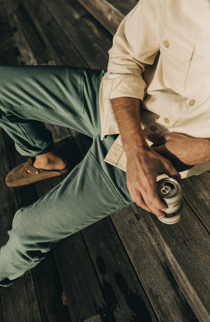 Editorial Panel: The Chore Pant in Ocean Boss Duck, Bottoms by Taylor Stitch