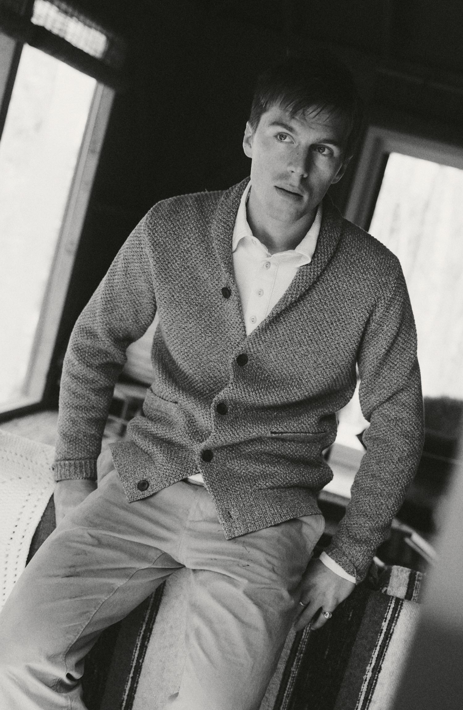 The Crawford Men's Cardigan Sweater in Coffee Twist | Taylor Stitch