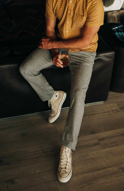 our fit model walking in the easy pant