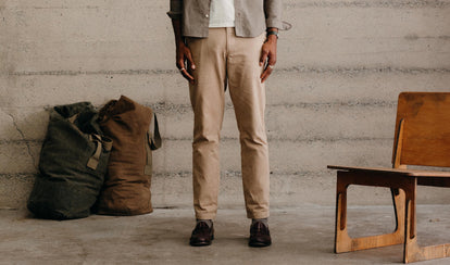 Model wearing our khaki chinos